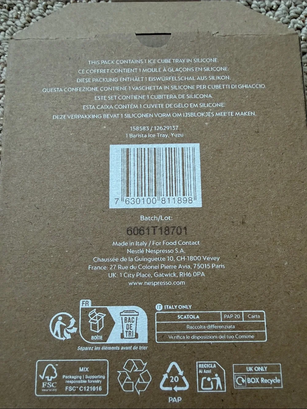 Nespresso barista ice